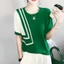 Áo thun lụa băng và áo len cổ tròn sọc mới, phù hợp mùa hè