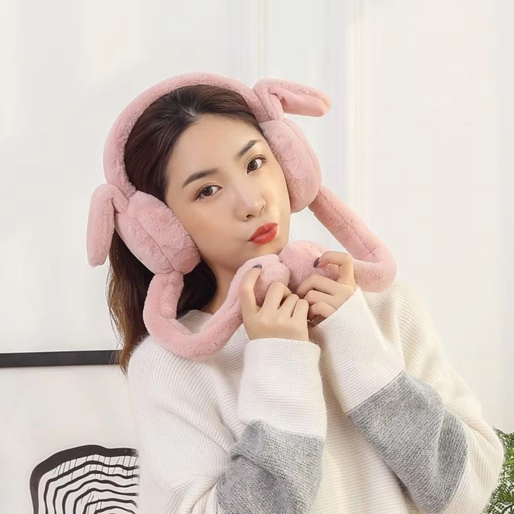 Tai thỏ SAIA, Bịt tai ấm áp mùa đông mềm mại sang trọng, Vỏ bảo vệ tai nhảy di chuyển vui nhộn dành cho nữ Cô gái