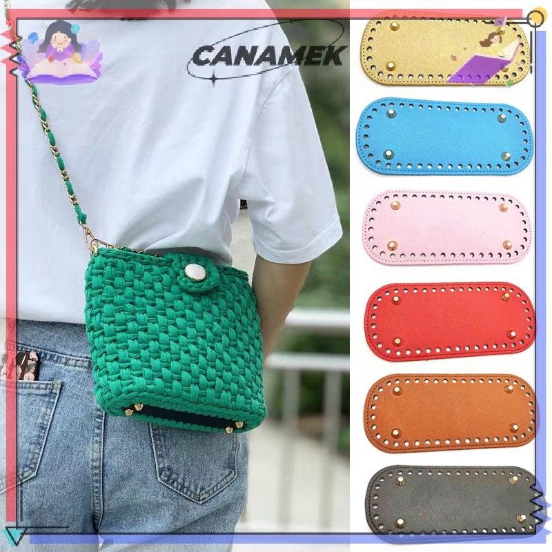 CANAMEK Túi Dệt Kim Đáy Oval 18 x 8cm, Phụ Kiện Đáy Đinh Tán, Móc Túi Xách CSF