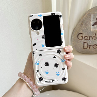 Ốp điện thoại gấp cho Oppo Find N3 Flip Boyang Design Miffy Rabbit Giá đỡ từ tính Vòng tay vỏ điện thoại tpu cứng