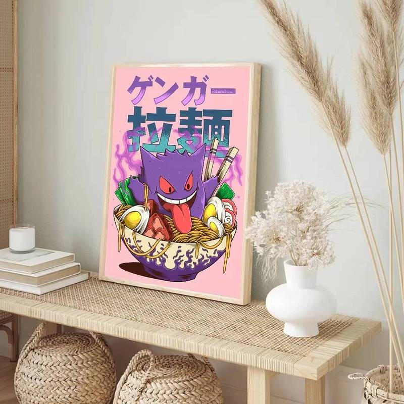 Miniso Anime P-Pokemon Poster Tự Dính Nghệ Thuật Chống Thấm Nước Giấy Dán Nhà Cà Phê Thanh Phòng Trang Trí Tường