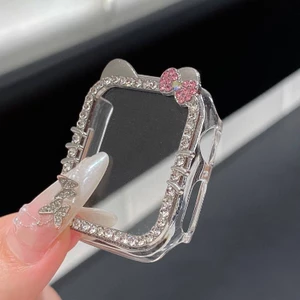 Y2K Hello Kitty Watch Case cho Apple Watch Band 40mm 41mm 44mm 45mm Bling Diamond Vỏ Anime dễ thương cho iWatch Series S11 / S10 42mm 46mm 9 8 7 6 5 4