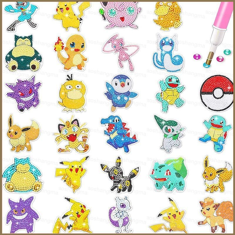 HK1 Pokemon Pikachu Squirtle DIY 5D Hạt Sơn handmade Hoạt Hình Tranh Gắn Đá Bộ Miếng Dán Cho Trẻ Em Giáo Dục KH1