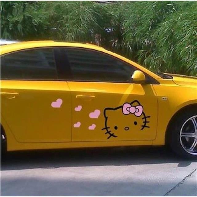 Hello kitty Xe Miếng Dán Hoạt Hình Dễ Thương Vòng Hoa Mặt Trước Thân Miếng Dán Trang Trí Xe Hơi Chống Thấm Nước