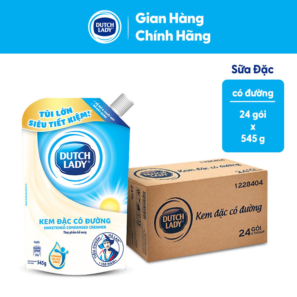 Thùng 24 túi kem đặc có đường Dutch Lady (24 túi x 545g) | Shopee Việt Nam