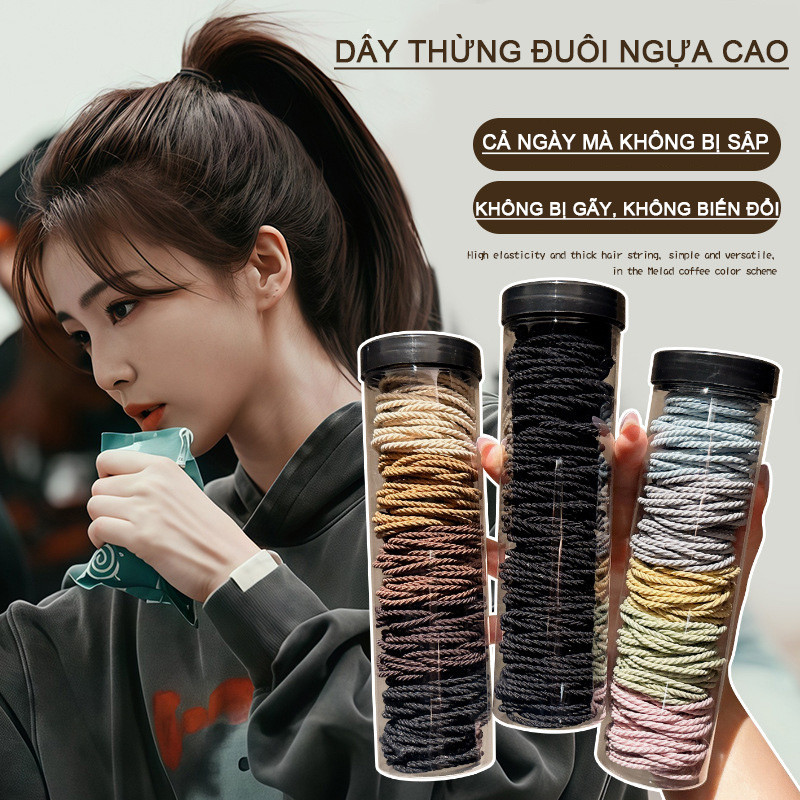 M6 Set 100 Dây Buộc Tóc Gao Su Go Giãn Thời Trang Hàn Quốc MALAN