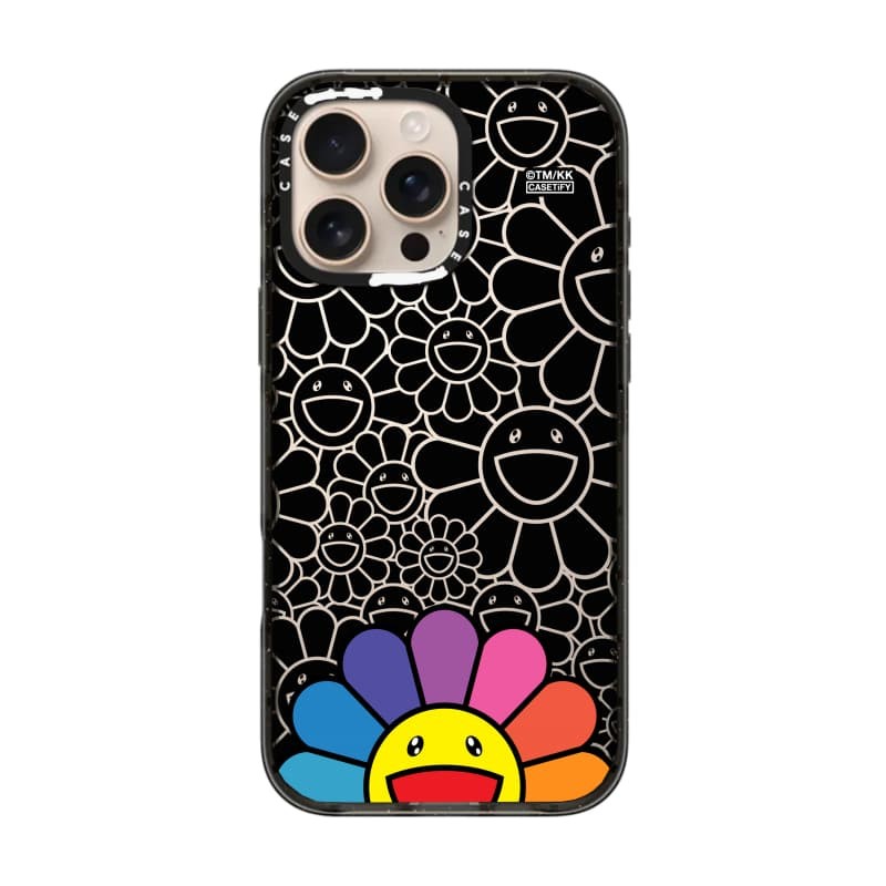 TAKASHI MURAKAMI x CASECASE: FLOWERS BLOOM SMILE (RAINDOW) Vỏ tác động hút từ tính cứng trong suốt cho Apple IPhone 12 13 14 15 16 17 Pro Max Air Plus có hộp