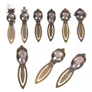 HNKMP 12 Cái 6 Phong Cách Cổ Đồng Đánh Dấu Trang Mặt Dây Chuyền Khay Thủy Tinh Cabochon Thủ Công DIY.