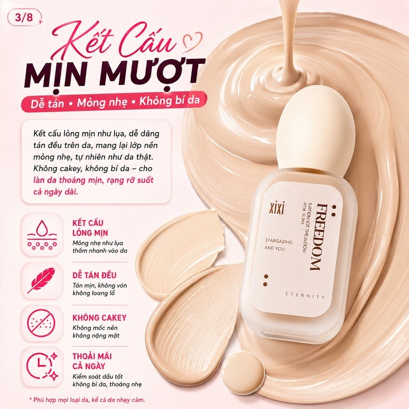Kem Nền Che Phủ Cao XIXI Mỏng Nhẹ Tự Nhiên, Lâu Trôi 12H, Kiềm Dầu Không Mốc Cho Mọi Loại Da D639
