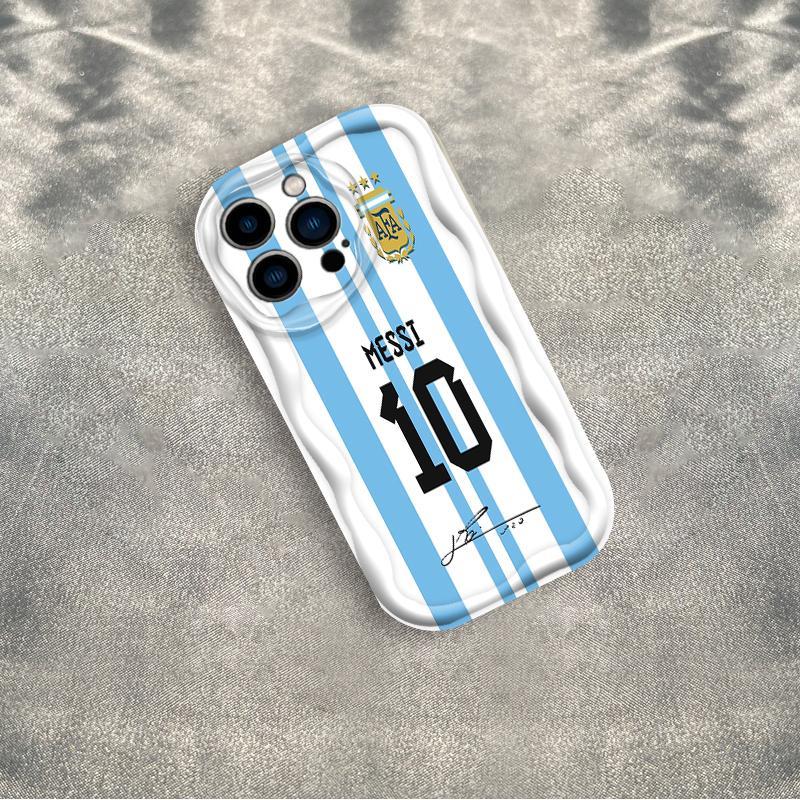 Ốp Silicon Hoạt Hình Cho iPhone 17 16 15 14 13 12 11 Pro Max Plus 17 AIR 3D Wave Vỏ Điện Thoại Mềm TPU NO.10 Bóng Đá World Cup Messi Ốp Lưng Chống Sốc