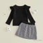 1-5 Tuổi Trẻ Em Bé Gái Trang Phục Mùa Đông Đáng Yêu Màu Trơn Dài Tay Cổ Tròn Và Bộ Váy Houndstooth