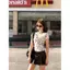 Phong cách Hàn Quốc Niche Hot Girl Phong cách thắt nút ngôi sao cổ chữ V trang trọng vai áo thun ngắn tay nữ mùa hè Slim @
