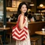 Túi Tote móc SAMO, Túi đeo vai dệt kim sọc rỗng phong cách Bohemian, Túi xách dệt bằng vải dệt thủ công dung tích lớn thẩm mỹ Sử dụng hàng ngày