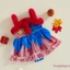 Bộ áo liền quần bé gái Màu sắc tương phản Fuzzy Trim Chú hề Trang phục liền thân ngày lễ dễ thương