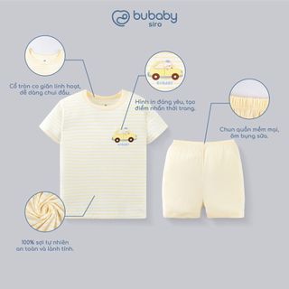 Bubaby IVS1304TM Bộ cộc tay Timmy vải Siro - N thoáng mát | Quần áo cao cấp mềm mịn |  SS26.T6 .2