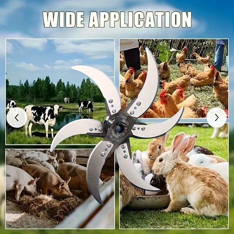 Bộ Lưỡi Dao Máy Băm Cỏ Inox 4/6 Cánh Kèm Trục 10mm Dùng Xay Thức Ăn Chăn Nuôi