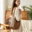 Túi đeo vai nữ SAMO, Phong cách Bohemian với túi đeo vai dệt kim nơ ren, Túi Tote móc công suất lớn nhẹ đi biển mùa hè