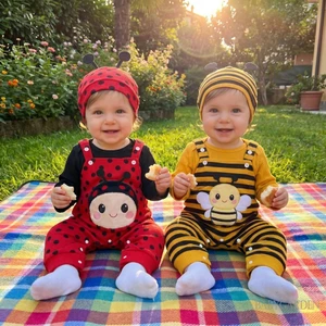 Bé Trai Halloween Bee Trang Phục Đáng Yêu In Chấm Dài Tay Áo Liền Quần Và Suspender Quần Mũ Bộ