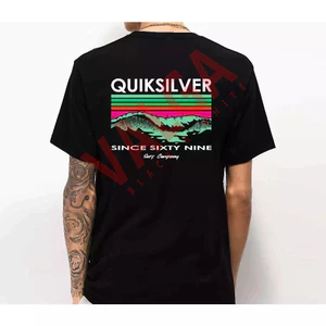 Hàng sẵn có Vintage Series QKSLVR màu đỉnh núi họa tiết in mềm cổ tròn cao cấp Áo thun Unisex Bán chạy