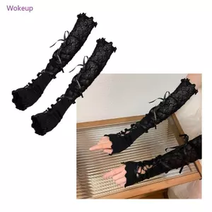 Găng tay ren hoa Woke Lolita Găng tay khuỷu tay dài cho trang phục Đảng buộc dây ấm tay