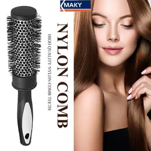 MAKY Tròn Uốn Con Lăn Tạo Kiểu Tóc Nylon Bàn Chải Nhiệt Ống Nhôm Thùng Bàn Chải Tóc Cho Người Phụ Nữ Tóc Thổi Và Sấy VN