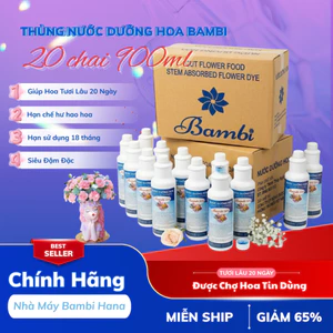Thùng 10 Chai Nước Dưỡng Hoa Bambi Hana 500 Loại Lớn 900ml Đậm Đặc Dùng 200 Chậu Hoa