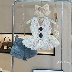 Bé gái (90-140) Bộ đồ hai mảnh thời trang phong cách mới mùa hè