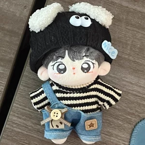 10Cm Quần Áo Cho Bé 10Cm Cotton Búp Bê Sọc Áo Thun Denim Quần Áo Con Chó Con Nón Búp Bê Thay Thế Quần Áo