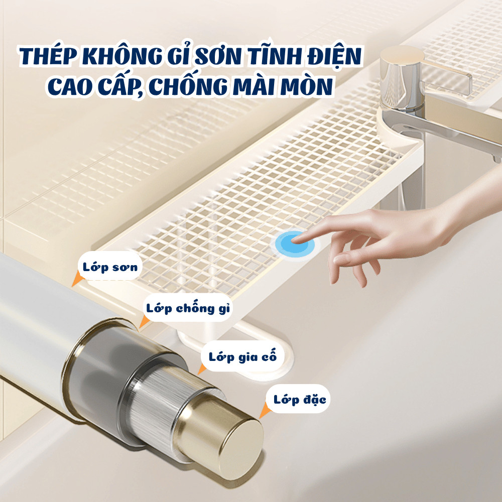Kệ Để Bồn Rửa Bát, Kệ Để Đồ Rửa Chén HOMIE, Giá Để Mỹ Phẩm Rãnh Chữ U Tiện Dụng, Chống Gỉ, Bền Đẹp