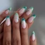 24 Chiếc Bấm Vào Đầu Móng Tay Bạc Hà Xanh Pháp Hoa Ombre Bóng Móng Tay Giả Cho Nữ Tự Nhiên Phù Hợp Với