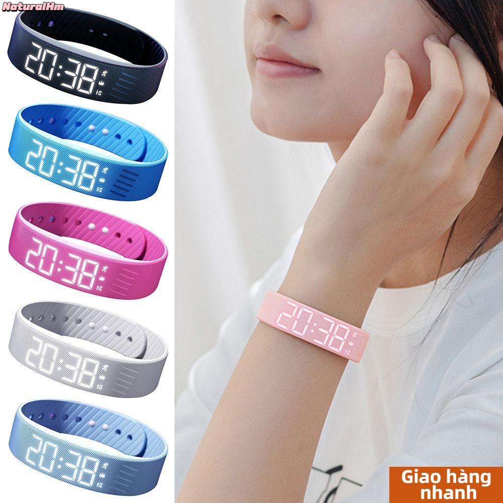 Đồng hồ báo thức NATURALHM, Vòng đeo tay báo thức chống nước có thể điều chỉnh, Thông minh với máy đếm bước chạy Báo động rung kỹ thuật số LED chống ngáy cho học sinh