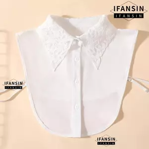 Cổ Voan IFASIN, Áo Nửa Áo Sơ Mi Thêu Trái Tim Cổ Giả, Áo Sơ Mi Cổ Có Thể Tháo Rời Màu Trắng Thời Trang Phụ Kiện Hàng Đầu