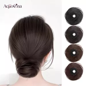 AqToCna Móng Vuốt Loại Kẹp Tóc Giả Bun Tổng Hợp Thẳng Chignon Kẹp Trong Trên Đuôi Tóc Nối Dài Updo Tóc Bun Tóc Mảnh Tóc Cho Nữ AqToCna