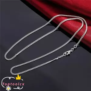 TOPTOOLCX Vòng Cổ, Đồ Trang Sức Quà Tặng Vòng Cổ Dây Xích Bên 2MM, Thời Trang 40-75cm Bạc 925 Dây Xích Nam Nữ