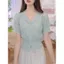 Đẹp Tính Khí Dệt Kim Ngắn Tay Cardigan Nữ 2025 Bướm Rỗng Màu Trơn Phù Hợp Với Top 6.23