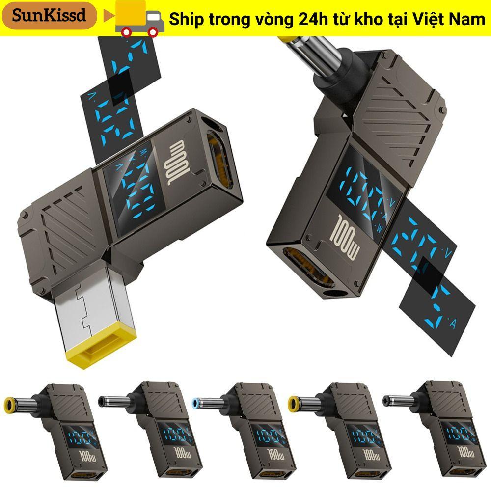 Bộ chuyển đổi SUNKISSD Type-C sang DC, Bộ chuyển đổi USB-C sang DC PD thông minh, Màn hình kỹ thuật số Sạc nhanh Đầu nối nguồn máy tính xách tay đa năng cho / / Dell