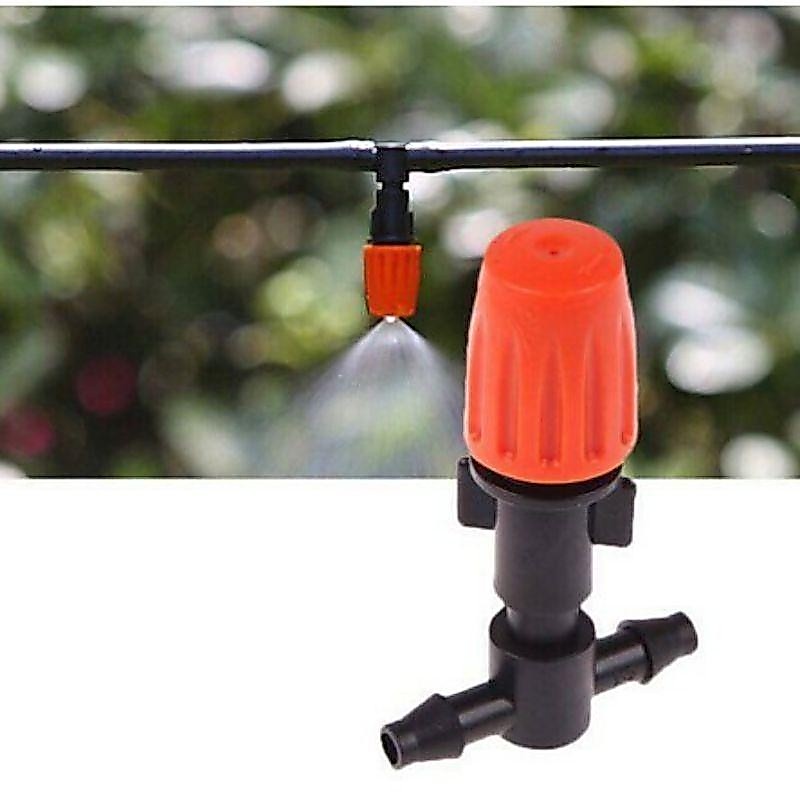 Béc Tưới Phun Sương Đơn Cam Kèm Chân Tê Nối Ống 6mm Tưới Cây, Tưới Lan, Làm Mát, Phun thuốc