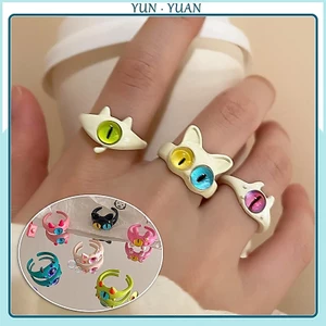 Nhẫn Hình Mèo Đen Vui Nhộn Cá Tính Cho Nữ nhẫn điều chỉnh hoạt hình