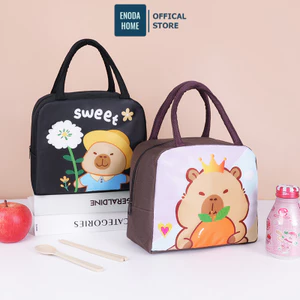 Túi Đựng Cơm Hoạ Tiết Hoạt Hình Capybara ENODA HOME, Túi Vải Giữ Nhiệt Đựng Hộp Cơm Mang Đi Làm TUICOM005