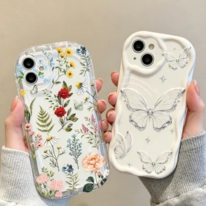 Vỏ Cho OPPO A6 A5 A3 Pro A6X A6C A3X Reno 15 14 Pro 15F 5G Vỏ Hoa Bướm Dễ Thương Chống Sốc Camera Bảo Vệ Họa Tiết Silicon TPU Kem Viền Sóng