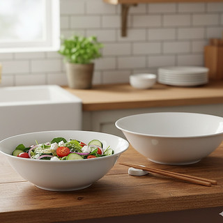 Bộ 2 Tô Sứ Loe Cạn Trắng Trơn Nhiều Size, Tô Đựng Canh, Tô Phở, Thức Ăn, Đồ Dùng Bàn Ăn