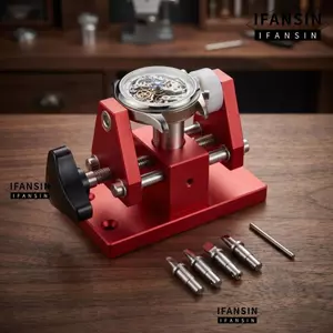 Dụng cụ mở đồng hồ IFANSIN, 11,8 * 7,6 *: 5,3cm Mặt sau đồng hồ màu đỏ Công cụ móc, Thiết bị móc sau đồng hồ Công cụ tháo mặt sau bằng kim loại Bảo trì đồng hồ gia đình hàng ngày