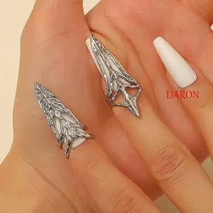 Nhẫn Gothic DARON, Nhẫn Móng Tay Kim Loại Thanh Lịch, Phong Cách Đá Thời Trang|Phong cách Punk Punk Trang sức kim loại