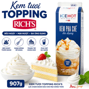 Kem Béo Thực Vật Đa Dụng IceHot Rich's Cao Topping Base Hộp 907g, Dễ Đánh Bông Giữ Form Tốt, Ứng Dụng Đa Dạng