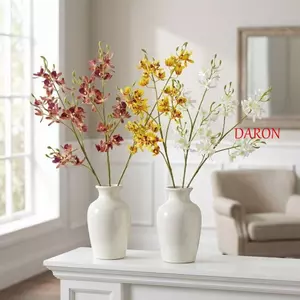 DARON Nhân Tạo Vanda Hoa Lan, Handmade Mô Phỏng Thực Tế Mini Orchid, Đạo Cụ Chụp Ảnh Nhân Tạo 72cm Cảm Ứng Thật Giả Mini Phalaenopsis Phòng Khách Gia Đình