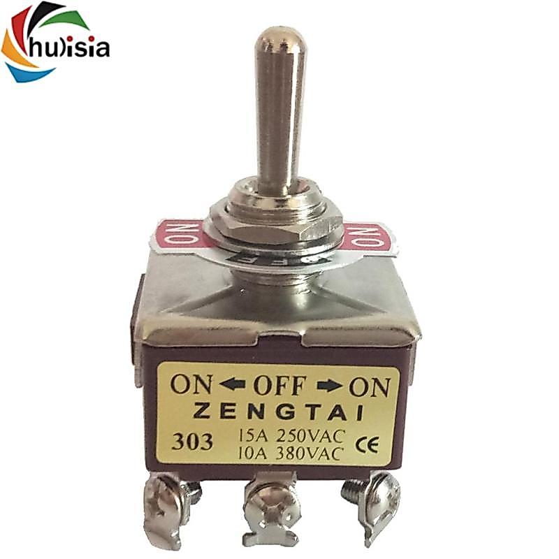 Công tắc bật tắt Rocker, 250V 15A / 380V 10A, 9 Pin 3PDT Bật / Tắt / Bật 3 vị trí