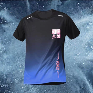Yonex thể dục mùa hè đi xe đạp gradient tay ngắn nhẹ dáng rộng quần vợt ngoài trời thi đấu bóng chuyền đào tạo quần áo khô nhanh