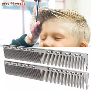FAVORITEGOODS 2 chiếc Lược làm tóc Salon, Lược cắt tóc bằng thép không gỉ bằng nhôm chuyên nghiệp, Răng rộng và mịn Chất liệu bền bỉ Lược tạo kiểu nhiều màu cho thợ cắt tóc