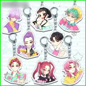 HT3 K-Pop Demon Hunters Acrylic Móc Khóa ZOEY RUMI MIRA Mặt Dây Chuyền Túi Phụ Kiện Anime Ngoại Vi TH3