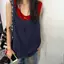 JRP 2025 Mùa Hè Mới Màu Tương Phản Áo Thun Không Tay Nữ Giả Hai Mảnh Rời Lớp Vest Suspender Top JRP
